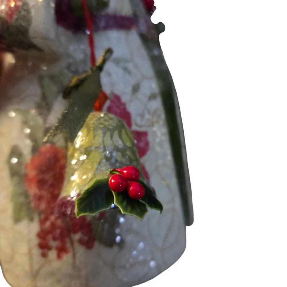Midwest CBK Style Floral Decoupage‎ Santa Claus Figurine Glitter Christmas Decor